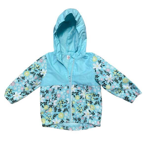 Wonder Nation Girls Light Blue Floral Raincoat Size 18 Months - Picture 1 of 5